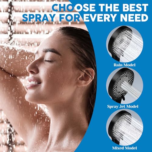 Shower Head, 8" High Pressure Rainfall Shower Head with Handheld Dual Spray - color: Black02, size: 8 Inch