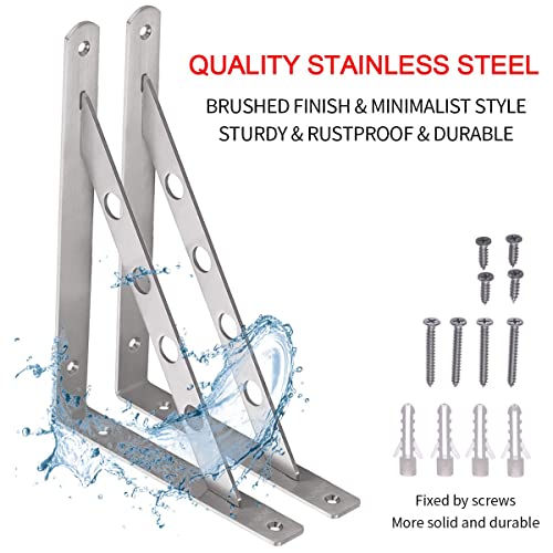 YUMORE 12 Inch Shelf Bracket, Heavy Duty L Bracket, 2 Pack - size: 12"(Soild)