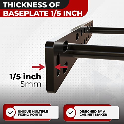 Set of 2 Floating Shelf Brackets 11 inch Multiple Mounting Location Baseplate/Heavy Duty Black Painted Mild Steel Bracket Hidden Wall Shelves Support Hardware Mount Kitchen/Nursery Decor (4 inch Rods) - size: 4 inch Rod