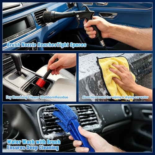 Tornado Air Blow Gun Kit, High Pressure Pneumatic Air Duster for Car Detailing, Metal Nozzle Car Cleaning Gun with Multi-Accessory Cleaning Kit for Interior, Engine and Workshop Cleaning