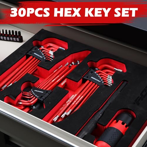 SEDY 30-Piece Long Arm Ball End L-Hex & Torx Key Set with Grip Handle, Ultimate Hex Key Wrench Set with T-Handle and Extension Bars, SAE 1/16" to 3/8", Metric 1.5mm to 10mm, Torx T10 to T50 - style: 30-Piece Set (with T-Handle)