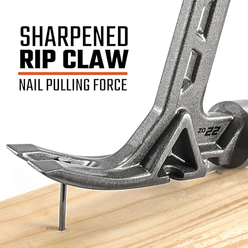 VANQUISH Framing Hammer 22oz One Piece Forged Straight Claw Hammer with Smooth Face & Shock Reduction Grip, Claw Hammer with Magnetic Nail Holder Side Nail Puller, 0630 - size: 22oz Smooth Face