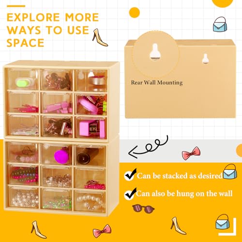Wenqik 2 Pcs Mini Storage Drawers, Yellow - color: Yellow