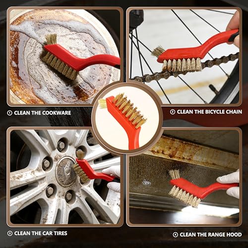 12 Pieces Brass Brush Set, Brass bristles - color: Brass