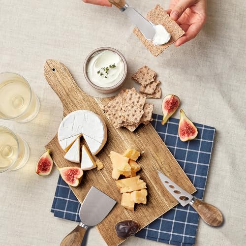 Stainless Steel Cheese Knife Set with Wood Handle, 6 Piece - color: Natural Wood Handle