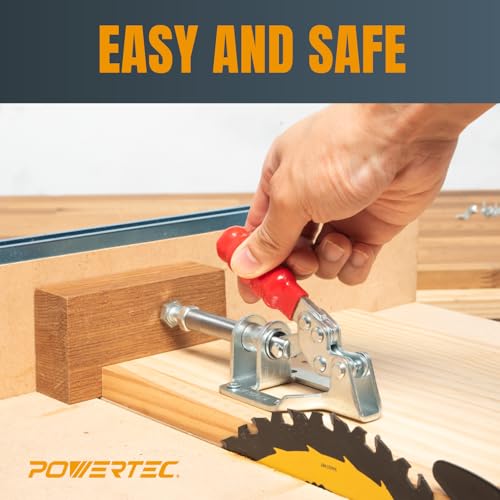 POWERTEC 2PK Toggle Clamp, 300lbs Holding Capacity, 302F Quick Release Push/Pull Clamp for Woodworking Jigs and Fixtures, Pocket Hole Jigs, Welding, CNC (20304-P2) - size: 302F, 2PK