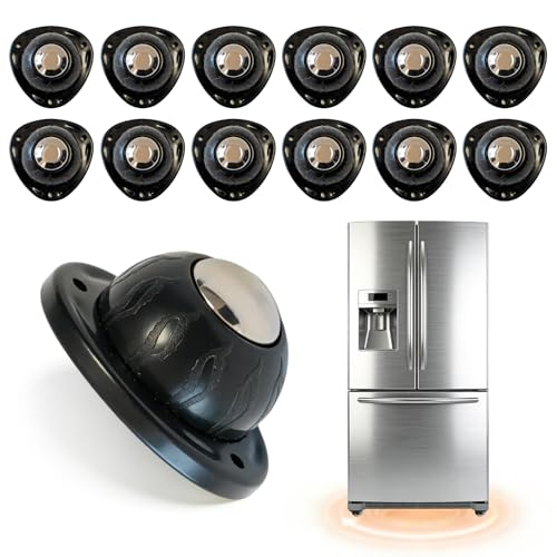 Heavy Duty Self Adhesive Furniture Casters 12 Pack Stick-On Swivel Wheels - color: Black-12