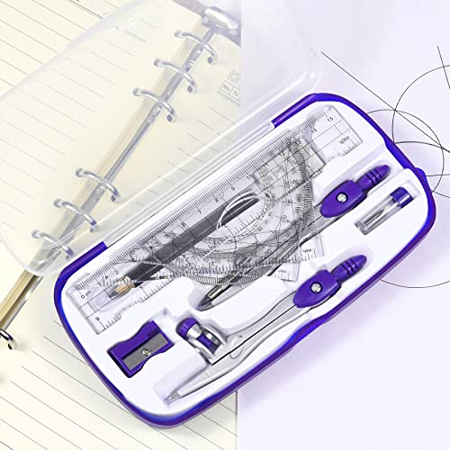 Unjoo Math Geometry Set 10 Pcs, Compass and Protractor for Students(Purple - color: Purple1