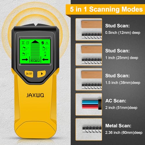 Stud Finder Wall Scanner - 5 in 1 Stud Finder Tool w/Smart Chip and HD LCD Display, Stud Detector Beam Finders for the Center and Edge of Wood AC Wire Metal Studs Joist Pipe (‎Banana) - color: ‎banana