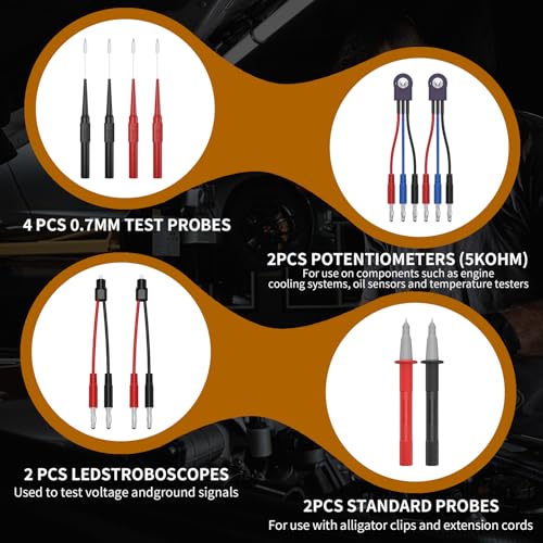76 Pcs Automotive Circuit Test Lead Kit, Multimeter Test Leads Kit, Electrical Back Probe Kit, Alligator Clip, Acicular Probe, Banana Plug Adapters, Volt Meter Lead (with Carrying Case) - size: 76-piece