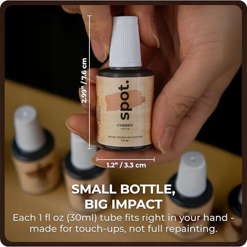 Dark Brown Wood Stain Repair Kit, Brush-On Touch-Up Stain Bottles, Provincial, Dark Walnut, Ebony, Red Mahogany, Interior and Exterior Wood, 4 fl oz Total by spot. - color: Dark Brown
