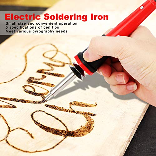 Diydeg 7PCS Wood Burning Kit with Soldering Iron, 400℃ Wood Burning Pen, Professional Engraving Electric Carving Pyrography Tool with Stand for DIY Creation, Embossing Pyrography(US 110V)