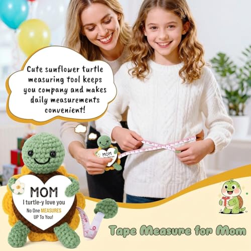 Xinezaa Gifts for Mom, Cute Crochet Turtle 60 in Retractable Tape Measure - style: mom