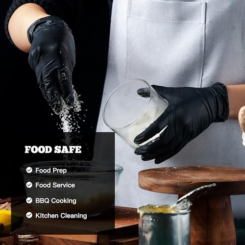 TitanFlex Disposable Nitrile Exam Gloves - 6-mil, Black, Heavy Duty, Latex Free, Food Safe for Cooking - size: X-Large