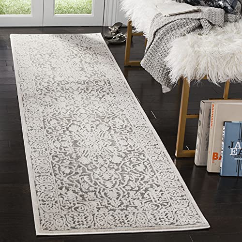 SAFAVIEH Reflection Runner Rug 2'3"x6', Dark Grey & Cream RFT670B - color: Dark Grey/Cream, size: 2'3" x 6' (Runner)