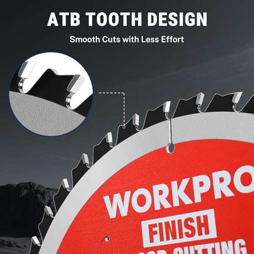 WORKPRO 6-1/2" Circular Saw Blade, 60T Fine Finish Wood Cutting | Trim & Smooth Finish Cuts, Thin Kerf Carbide Tipped ATB Teeth for Plywood, DIY Woodworking Projects, 1 Pack