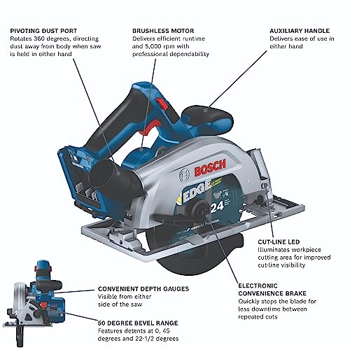 BOSCH GKS18V-22N 18V Brushless Blade-Right 6-1/2 In. Circular Saw (Bare Tool) - style: Tool Only Blade-Right