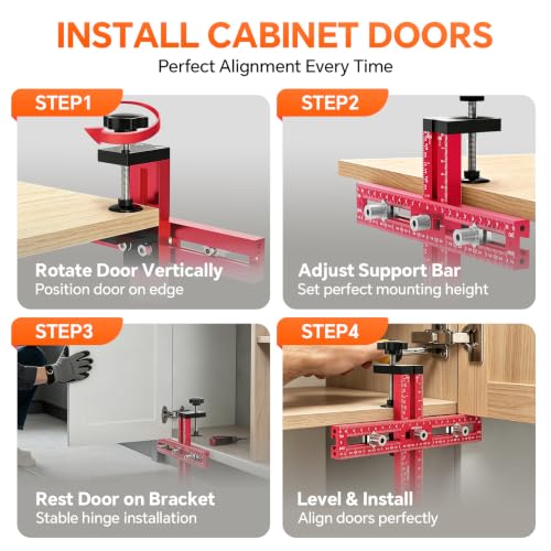 Cabinet Hardware Jig, Adjustable Cabinet Handle Jig Drill Guide Template for Knobs & Handles, Precision Hole Locator Tool for DIY Cabinet Installation, Fits 2.5" to 7.5" Spacing