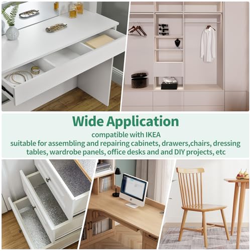 285Pcs 3 in 1 Furniture Connecting Hardware Connectors Kit for Cabinet Closet Drawer Wardrobe, Cam Lock Fittings with Dowel, Pre-Inserted Nut, Wood Dowel Pins and Locknut Caps