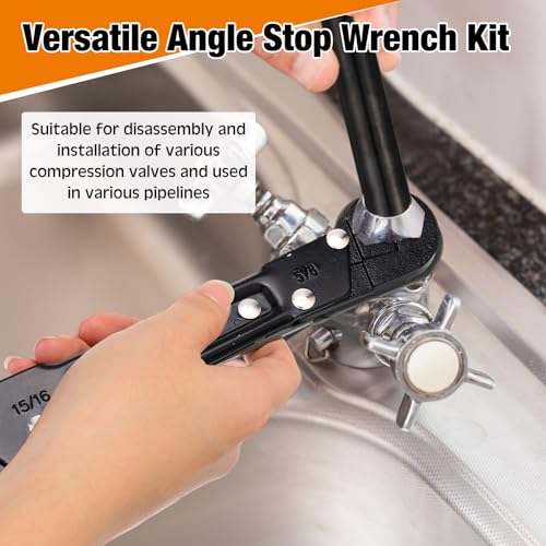 4 Pcs Angle Stop Wrench Kit Plumbing Tool, Olive Ring Removal Tool with Diameter of 1/2", 3/4", Compression Sleeve Puller for 1/2" Compression Fitting, Install Angle Stop Nut(Olive,Black) - size: Black, style: Olive