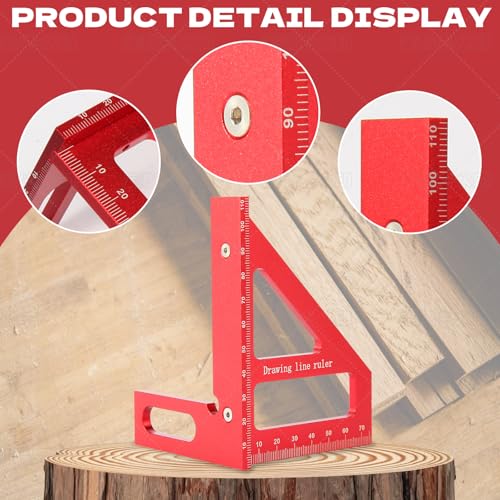3D Multi-Angle Measuring Ruler, 45/90 Degree Aluminum Alloy Carpenter Square & Miter Triangle Ruler, High Precision Woodworking Protractor Tools for Engineers, Carpenters & Construction Professionals