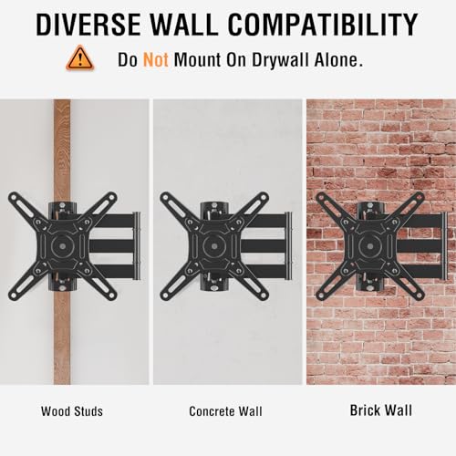 ELIVED Full Motion TV Wall Mount, 14-42" TV Monitor, VESA 200x200, 44 Lbs - size: 3 Arms: 14.8"