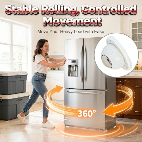 Heavy Duty Self Adhesive Furniture Casters 8 Pack Stick-On Swivel Wheels - color: White-8