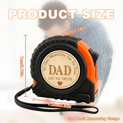 Engraved 25FT Tape Measure Genuine Leather Tool Gift for Dad or Father-in-Law Father’s Day & Birthday Gifts from Daughter or Son