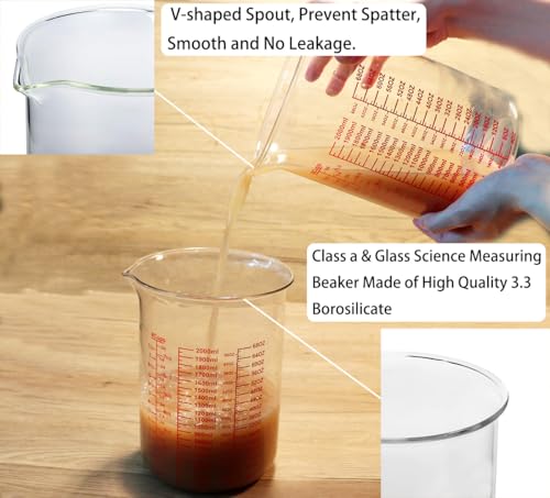 3 Piece Glass Measuring Cup Set, Includes 2-Cup, 4-Cup, and 8-Cup High Borosilicate Glasss Liquid Measuring Cups, Dishwasher, Freezer, Microwave, and Preheated Oven Safe, Essential Kitchen Tools - size: 2Cup/4Cup/8Cup