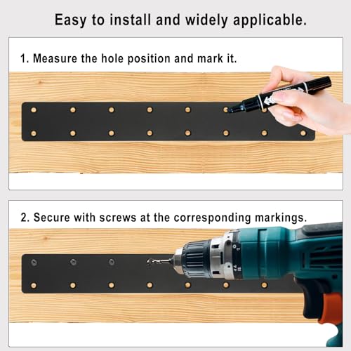 6packs Straight Steel I Shape Flat Plate,Heavy Duty Mending Plate 14.7"x2" for Wood DIY Projects - Large Connector Brace,Post to Beam Connectors Repair Bracket,Joining Brackets