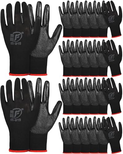Nuogo 24 Pairs Gardening Gloves for Men Women Rubber Coated Landscaping Work Gloves Safety Work Construction - color: Black