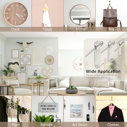 200Pcs Picture Hanging Kit with Nails & Hooks 10/30/50lb for Drywall - style: Silver