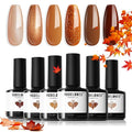 modelones Fall Gel Nail Polish Set, 6 Colors Nude Brown Orange Mocha Tawny - color: A A A0 Fall Orange Brown