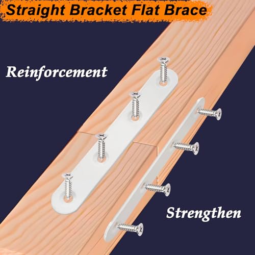 4.8 inch White Flat Mending Plate Straight Brace Brackets, 10 Pack - color: White, size: 10 Pcs / 4.8 x 0.8 in