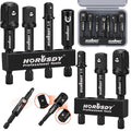 7-Piece High Torque Impact Socket Adapter & Magnetic Bit Holder Set, 1/4" Hex Shank Drill Socket Adapter to 1/2" 3/8" 1/4" Drive, Magnetic Bit Holder for Impact Driver & Drill, With Organizer Rack - color: 7 Pcs Black Magnetic Bit Holder