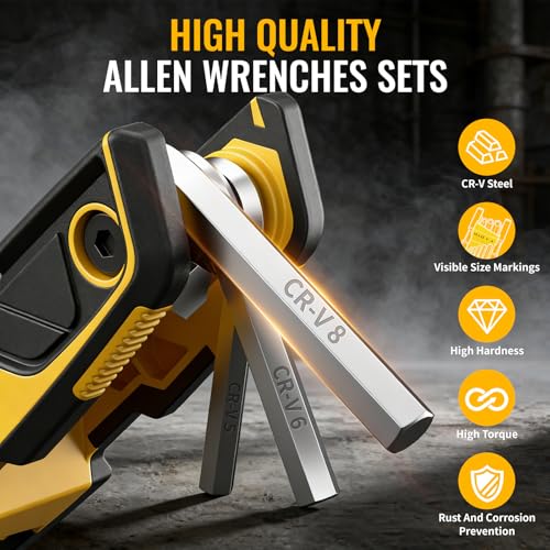 GRENPRO 3 Pack Folding Allen Wrenches Set Metric&SAE Hex Key Torx Star Tool
