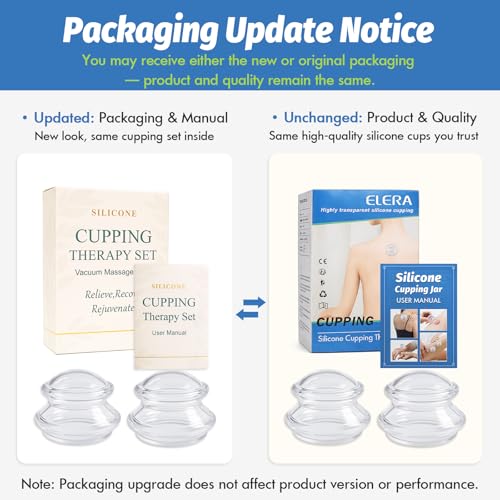 ELERA Silicone Cupping Therapy XL Size Sets, Professionally Chinese Massage Cups Tools, Silicone Cup for Joint Pain Relief, Massage Body (XL*2 Cups) - style: 2 Cups (XL size)
