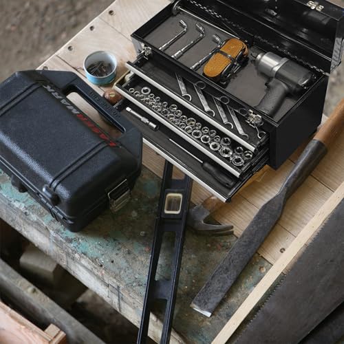 3 Drawer 20“ Metal Tool Box Portable Steel Tool Chest with Metal Latch Closure for Garage, Home and Workbench,Black - size: 20Inch-BLACK
