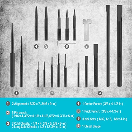 DURATECH 18-Piece Punch/Chisel/Alignment Tool Set - size: 18-Piece