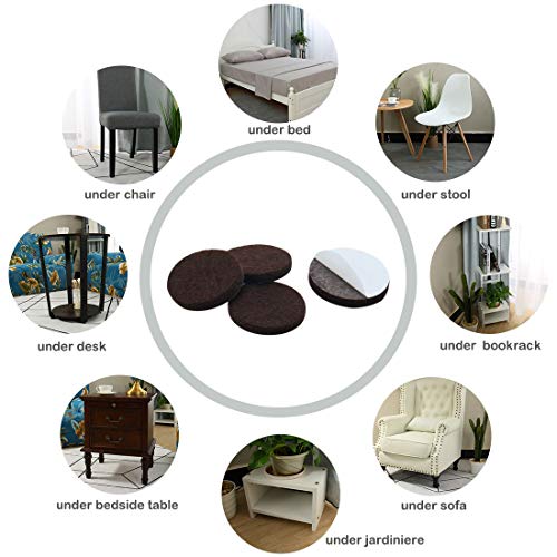 uxcell 40pcs Furniture Pads Round 3/4" Dia Self-stick Non-slip Anti-scratch Felt Pads Floors Protector Dark Brown - size: 19 x 5mm