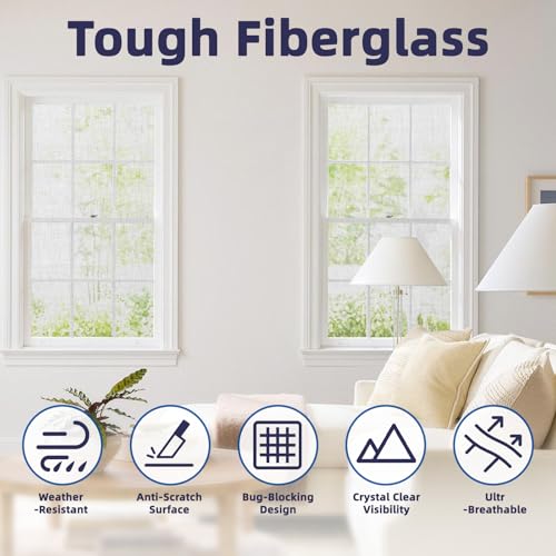 BafloTEX Fiberglass Screen Mesh, 36 x 84 Inch Window and Door Repair Kit - size: 36"x84"