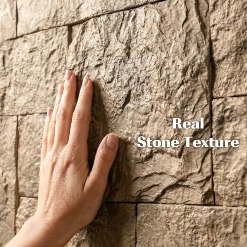HOMCOM 3D Faux Stone Wall Panels Water-Resistant 4' x 2' Beige - color: Beige