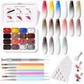 Ombre Gel Polish Palette,16Colors Pat Gel Paint Nail Art Kit Sponge Patting - color: 16 Colors J