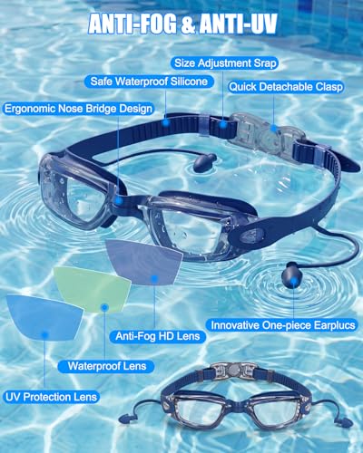 Aegend Swim Goggles, Swimming Goggles No Leaking Full Protect Adult Youth - color: Azure