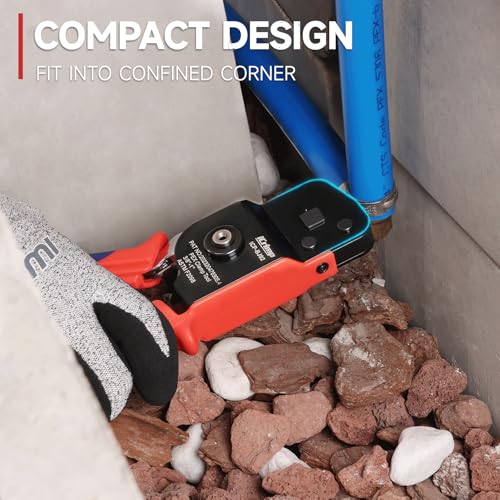 iCrimp KIT-BJ02 PEX Crimping Tool Kit with PEX Clamps, PEX Pipe Cutter, One-Handed PEX Clamp Tool for Cinching 3/8-in, 1/2-in, 3/4-in, 1-in PEX Clamps, Cinch Only