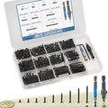 440PCS Flat Head Phillips Wood Screws Assortment Kit, Carbon Steel Self-Tapping Screw with Adjustable Wood Countersink (CSQ235 M3) - size: CSQ235 M3