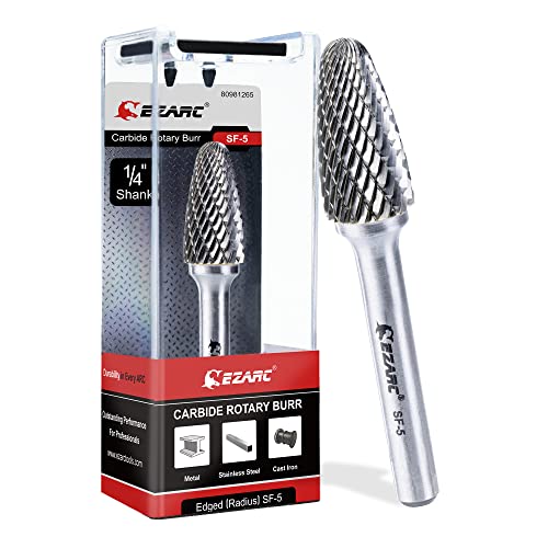 EZARC Tungsten Carbide Rotary Burr Bit, SF-5 Double Cut, 1/4-Inch Shank - style: SF-5