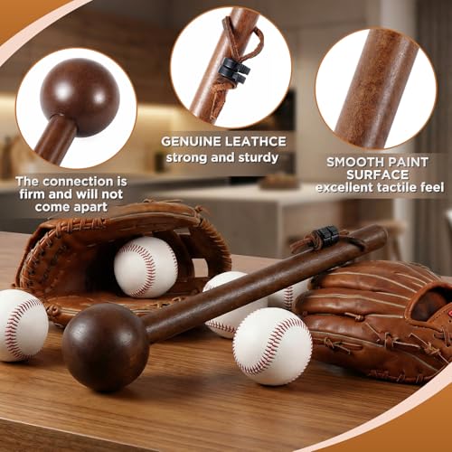 Hollowfly Baseball Glove Mallet 12 Inch Baseball Softball Glove Shaping Hammer with Leather Rope- Quick Create Ball Shaped Pocket for Softball - color: Walnut Wood Color