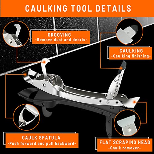 Caulking Tool Kit Stainless Steel Grout Removal Tool,4 in 1 Tile Caulk Tool