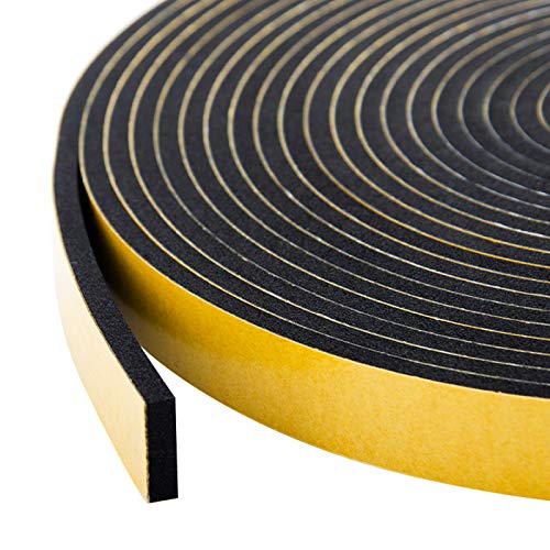 Foam Seal Tape 3-Pack, 1/2 Inch Wide X 1/8 Inch Thick, Neoprene Rubber Weather Stripping for Door Insulation, 59 Feet Total (19.7ft x 3 Rolls) - size: 1/2in * 1/8in * 59FT